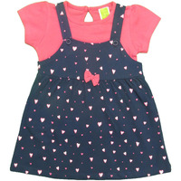 Clothe Funn Baby-Girls Cotton Pinafore Knee-Length Dress (36NBFRK7_Navy Coral