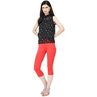Robinbosky Premium Cotton Lycra Stretchable Capris Leggings (XXLCherryRed)