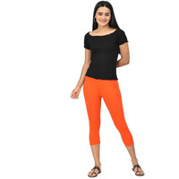 Robinbosky Premium Cotton Lycra Stretchable Capris Leggings (MTangerineTango)