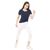 Robinbosky Premium Cotton Lycra Stretchable Capris Leggings (LWhite)