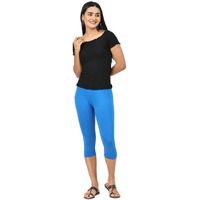 Robinbosky Premium Cotton Lycra Stretchable Capris Leggings (MImperialBlue)