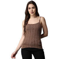 FF Thermal Warmer Spaghetti Modern Fit Top For Women Ultra Soft Sleeveless Scoop Neck Winter Inner Wear Top Johns Underwear Color-Brown (Size-Small) (Pack-1)