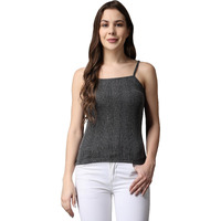 FF Thermal Warmer Spaghetti Top for Women Ultra Soft Sleeveless Scoop Neck Winter Inner Wear Top Johns Underwear Color-Dark Grey (Size-L) Pack-1