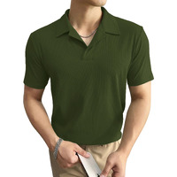 I ENTERPRISE Cotton Blend Regular Fit Round Spread Collar Solid Short Sleeve T-Shirt for Men & Boys Color :- Green Size :-M