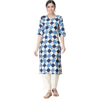 Pinkmint Kurta Set for Women Cotton Printed Straight Kurta with Pant (Pack of 1)