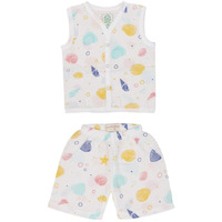 A toddler thing - Organic Cotton Muslin Jabla & Short White Jhabla | for Baby Boys & Girls | Summerwear Jabala | Sleeveless Vest | Casual Clothing | Shade: Sea Shell | Size - 0-3 Months