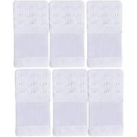Bureaucrat Elastic Bra Hook Extender-(2 Hook/3 Eye & 3 Hook/3 Eye) with Extra Elastic- Increase Band Length-Bra Hook Extender Combo for Women (3 Hooks -(White Pack of 6))