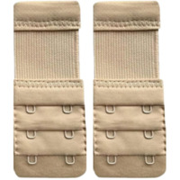 Bureaucrat Elastic Bra Hook Extender-(2Hook/3 Eye & 3Hook/3Eye) with Extra Elastic- Increase Band Length-Bra Hook Extender Combo for Women (2 Hooks-(BeigePack of 2))