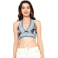KE Kanha Exports Womens Halter Top - Chic and Comfortable Fashion for Any Occasion (Pale Blue Lily)