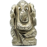 GOLDEN QUARTZ - THE CRYSTAL HUB - Golden Pyrite Ganesh Idol Small Beautiful Ganpati Murti Fools Gold Silver Pyrite Crystal to Attract Money 100 Grams Approx