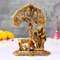 CraftVatika Radha Krishna Gift with Cow Calf Statue Murti Idol for Home Decoration, Gift Items for Anniversary,Wedding,House Warming,Return Gift