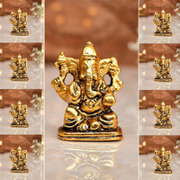 CraftVatika Metal Ganesh Idol Set of 25 for Diwali Decoration Item - Ganesha for Car Dashboard Small Ganpati Statue Figurine Murti for Home Office, Tabledesk Diwali Gift Items (Golden 4.5 CM Height)