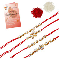 Lucky Jewellery Gold Plated with Cubic Zirconia Love Rakhi for Unisex Adult (White)