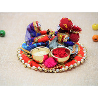 JH Gallery Handmade Dolls Rakhi Roli Kumkum Chawal Holder Home Decorative Gifting Item Chopda For Raksha Bandhan (Pack of 1), Multi-coloured