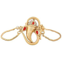 Estele Gold Plated Om Ganesh Rakhi Bracelet With Austrian Crystals For Men & Women