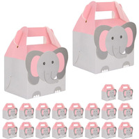 SATYAM KRAFT 20 Pcs Gift Boxes Elephant Printed Decorative Folding Storage Box for Return Gift, Rakshabandhan, Birthday, Rakhi box, Brother-sister Gift- Cardboard Boxes(pack of 20)(Grey and Pink)
