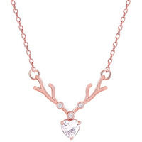 GIVA 925 Silver Rose Gold Deer Heart Necklace|Rakhi Rakshabandhan Gift For Sister Bhabhi,Women&Girls,Pendant To Gift Women&Girls|With Certificate Of Authenticity And 925 Stamp|6 Months Warranty