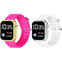 ZOVUTA Digital Dial Waterproof Smart Design LED Display Kids Watch for Boys & Girls, Men and Women, Birthday Gift, Rakhi Gift (Age 4-15 Years) (Pink, White) (Pack of 2)