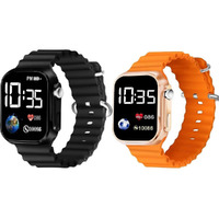 ZOVUTA Digital Dial Waterproof Smart Design LED Display Kids Watch for Boys & Girls, Men and Women, Birthday Gift, Rakhi Gift (Age 4-15 Years) (Black, Orange) (Pack of 2)