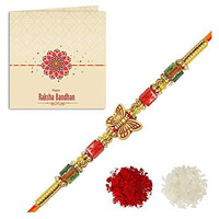 YouBella Greeting Card and Rakhi for Brother and Bhabhi Kids Jewellery Bracelet Rakhi Set Rakhi Combo for Brother, Rakhi Gift for Brother/Bhaiyya/Bhai