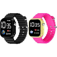 ZOVUTA Digital Dial Waterproof Smart Design LED Display Kids Watch for Boys & Girls, Men and Women, Birthday Gift, Rakhi Gift (Age 4-15 Years) (Black, Pink) (Pack of 2)