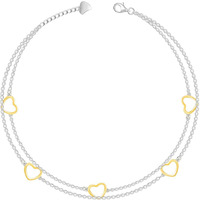 GIVA 925 Silver Dual Tone United Hearts Anklet,Single | Rakhi Rakshabandhan Gift for Sister Bhabhi, Gifts for Women & Girls | With Certificate of Authenticity and 925 Stamp | 6 Months Warranty