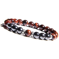 Young & Forever Gift Rakhi Gift for Brother Certified Reiki Crystal Semi Precious Gemstone Hematite and Red Tiger Eye Bracelet for Detoxification and Balance Healing Stone Stretch Men and Women