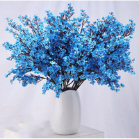 SATYAM KRAFT 5 Pcs Babys Breath Flowers Bunch Artificial Gypsophila Bouquets Gifting,Corner, Living Room, Rakshabandhan, Decoration for Rakhi (Pack of 5, Blue) (without Vase)(fabric)