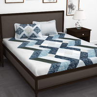 Story@Home Forever Collection 240 TC 100% Cotton King Size Bedsheet and 2 Pillow Covers (Blue and Grey)- Gifting Item- Rakhi, RakshaBandan