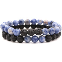 Young & Forever Gift Rakhi for Brother Mens Beaded Bracelets Lava Rock Stone Beads for Women Anxiety Volcanic Lava Bracelet Long Distance Relationships Sodalite Couples Bracelets Set of 2 Gift
