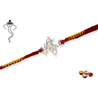SJ SHUBHAM JEWELLERS 925 Sterling Silver Rakhi for brother God Rakhi Bracelet Raksha Bandhan Pure Cotton For Men, Rakhi With Roli Chawal