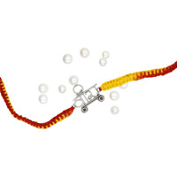 SJ SHUBHAM JEWELLERS 925 Sterling Silver Rakhi for brother God Rakhi Bracelet Raksha Bandhan Pure Cotton For Men, Rakhi With Roli Chawal