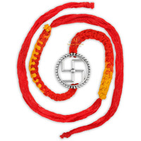 SJ SHUBHAM JEWELLERS 925 Sterling Silver Rakhi for brother God Rakhi Bracelet Raksha Bandhan Pure Cotton For Men, Rakhi With Roli Chawal