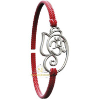 SJ SHUBHAM JEWELLERS 925 Sterling Silver Rakhi for brother God Rakhi Bracelet Raksha Bandhan Pure Cotton For Men, Boys, Kids Rakhi With Roli Chawal (OM Ganesha)