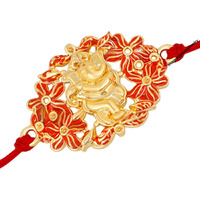 Mahi Floral Meena work Lord Ganesha Rakhi Bracelet for beloved brother/Bhaiya (RA1100608G)