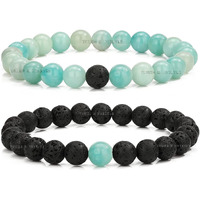 Young & Forever Gift Rakhi Gift For Brother Mens Beaded Bracelets Lava Rock Stone Beads For Women Anxiety Volcanic Bracelet Long Distance Relationships Amazonite Tiger Eye Couples Bracelets Set Of 2