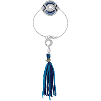 Mahi Blue Meena Work Enamel Lumba Rakhi for Bhabhi with Crystals Tassel (RAL1100673R)