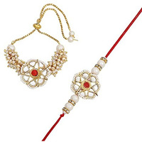 SMIZZY ; (RE)TOUCHING LIVES Smizzy Men Bracelet Rakhi for Bhaiya Bhabhi combo set Rakshabandhan, White