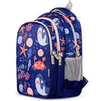 VISMIINTREND Customized School Bags 16 Backpack for Kids Boys & Girls (5-10 Years)| Cartoon Print Daypack for Preschool, KG, Nursery, Picnic, Birthday, Rakhi gift for Sister/Brother (Ocean Vibes)