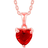 GIVA 925 Silver Rose Gold Loving In Red Pendant With Link Chain|Rakhi Rakshabandhan Gift For Sister Bhabhi,Gifts For Women&Girls|With Certificate Of Authenticity And 925 Stamp|6 Months Warranty*