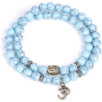 Young & Forever Gift DVine Turquoise Om Charm Buddha Beads Wrap Rakhi Bracelet for Men and Women