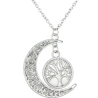 Young & Forever Gift Rakhi Gift Friendship Day Gifts Special Trendsetter Blue Glow-in-The-Dark Enchanting Moon Pendant for Women Delicate Silver Plated Chain Tree of Life Necklace for Girls