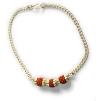 Ashok Jewellers White Rudraksh Sterling Silver Rakhi for Men
