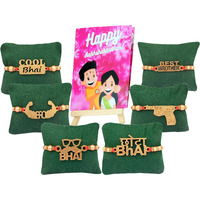 CLUZE Quirky Designer Rakhi for Brother set of 6 with Rakshabandhan Greeting Crad Gift - Kids Rakhi Combo