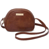 VISMIINTREND Leather Half Moon Sling Crossbody Bags for Women & Girl | Daily Use Small Tan Handbag for Teens, Casual Side bags for Travel, College | Gift for Birthday, Anniversary, Rakhi