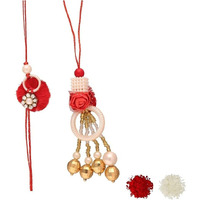 I Jewels Bhaiya Bhabhi Lumba Rakhi Bracelet Combo Set With Roli Chawal & Rakshabandhan Card (R055-42) (Style-8) For Men