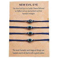 Alaukik Evil Eye Rakhi Protect From Negative Energy Unisex Nazar Evil Eye Rakhi With Beads Handmade Rakhi for Brother/Sister set of 4