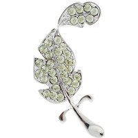Young & Forever Gift Rakhi Gift for Brother Leaf Clear Crystal Rhinestone Sliver Tone Holiday Pin Brooch