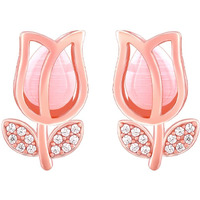 GIVA 925 Silver Rose Gold Pink Quartz Flower Earrings| Rakhi Rakshabandhan Gift for Sister Bhabhi, Gifts for Women & Girls | With Certificate of Authenticity and 925 Stamp | 6 Months Warranty*