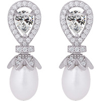 GIVA 925 Silver Zircon Pearl Drop Earrings|Gifts For Girlfriend,Rakhi Rakshabandhan Gift For Sister Bhabhi,Gifts For Women & Girls|With Certificate Of Authenticity And 925 Stamp|6 Month Warranty*